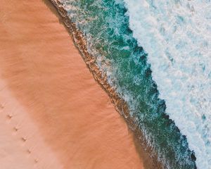 Preview wallpaper beach, sea, aerial view, waves, surf