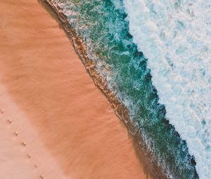 Preview wallpaper beach, sea, aerial view, waves, surf