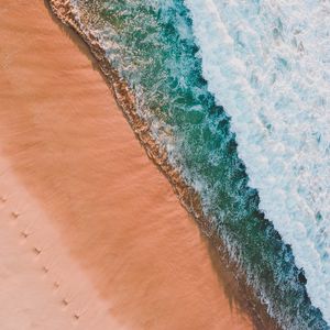 Preview wallpaper beach, sea, aerial view, waves, surf