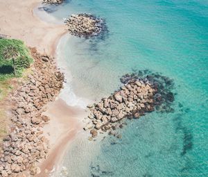 Preview wallpaper beach, sea, aerial view, water, sand, stones