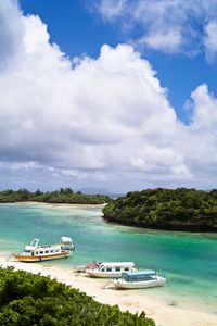 Preview wallpaper beach, sea, boats, bay, summer