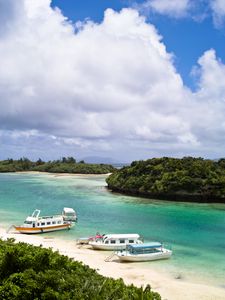 Preview wallpaper beach, sea, boats, bay, summer