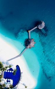 Preview wallpaper beach, sea, bungalow, aerial view, tropical