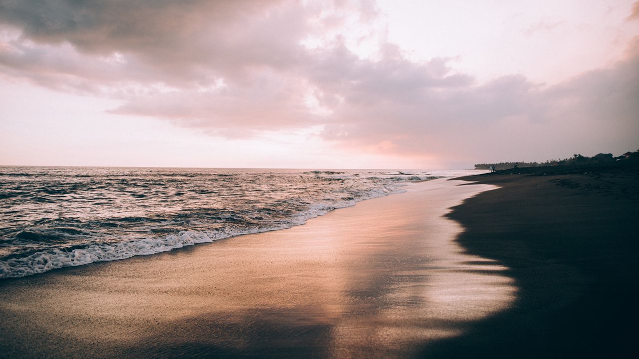 Wallpaper beach, sea, clouds, twilight