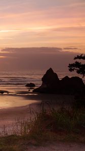 Preview wallpaper beach, sea, clouds, twilight, nature