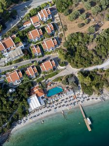 Preview wallpaper beach, sea, houses, villas, aerial view