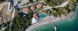 Preview wallpaper beach, sea, houses, villas, aerial view