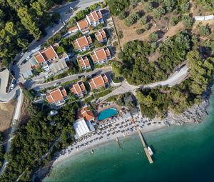 Preview wallpaper beach, sea, houses, villas, aerial view