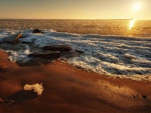 Preview wallpaper beach, sea, ice floe, sand