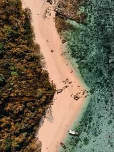 Preview wallpaper beach, sea, island, aerial view, boats