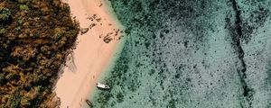 Preview wallpaper beach, sea, island, aerial view, boats