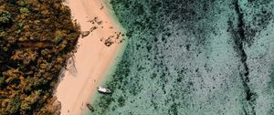 Preview wallpaper beach, sea, island, aerial view, boats