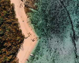 Preview wallpaper beach, sea, island, aerial view, boats