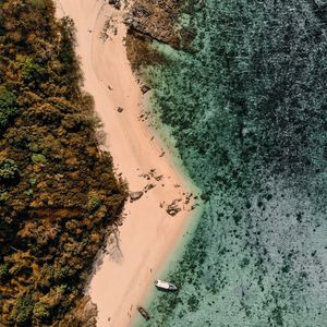 Preview wallpaper beach, sea, island, aerial view, boats