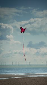 Preview wallpaper beach, sea, kite, butterfly, flight