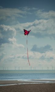 Preview wallpaper beach, sea, kite, butterfly, flight