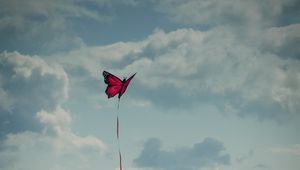 Preview wallpaper beach, sea, kite, butterfly, flight