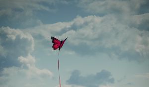 Preview wallpaper beach, sea, kite, butterfly, flight