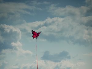 Preview wallpaper beach, sea, kite, butterfly, flight