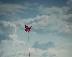 Preview wallpaper beach, sea, kite, butterfly, flight