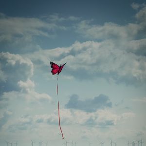 Preview wallpaper beach, sea, kite, butterfly, flight