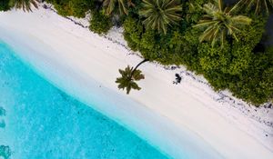 Preview wallpaper beach, sea, palm trees, tropics, summer