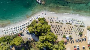 Preview wallpaper beach, sea, resort, summer, aerial view
