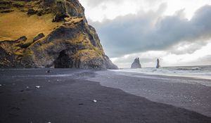 Preview wallpaper beach, sea, rocks, waves, sand, stones