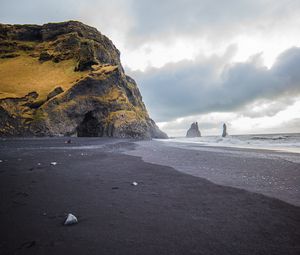 Preview wallpaper beach, sea, rocks, waves, sand, stones