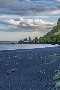 Preview wallpaper beach, sea, rocks, landscape, iceland