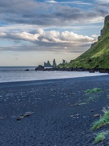 Preview wallpaper beach, sea, rocks, landscape, iceland