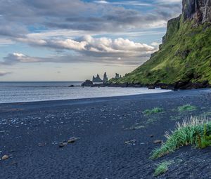 Preview wallpaper beach, sea, rocks, landscape, iceland