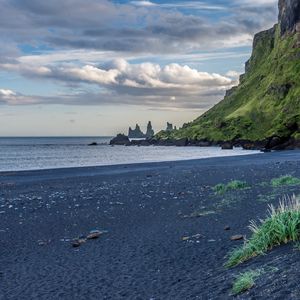 Preview wallpaper beach, sea, rocks, landscape, iceland