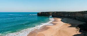 Preview wallpaper beach, sea, rocks, landscape, nature, summer