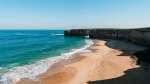 Preview wallpaper beach, sea, rocks, landscape, nature, summer