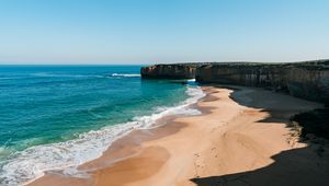Preview wallpaper beach, sea, rocks, landscape, nature, summer