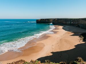 Preview wallpaper beach, sea, rocks, landscape, nature, summer