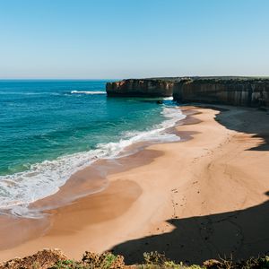 Preview wallpaper beach, sea, rocks, landscape, nature, summer