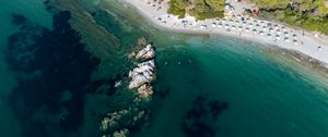 Preview wallpaper beach, sea, rocks, summer, aerial view