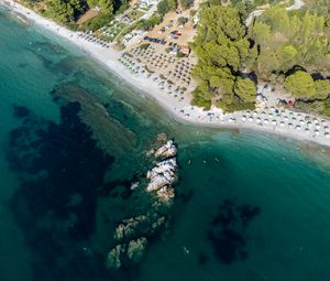 Preview wallpaper beach, sea, rocks, summer, aerial view