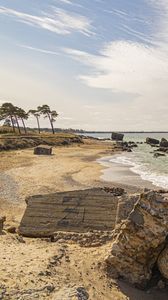 Preview wallpaper beach, sea, ruins, trees, landscape
