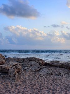 Preview wallpaper beach, sea, sand, clouds