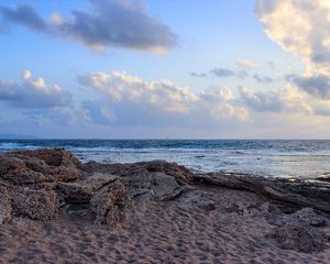 Preview wallpaper beach, sea, sand, clouds