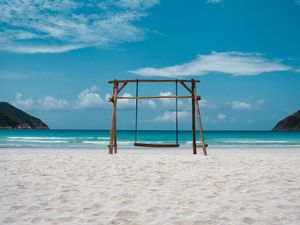 Preview wallpaper beach, sea, sand, swing, summer