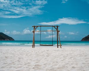 Preview wallpaper beach, sea, sand, swing, summer
