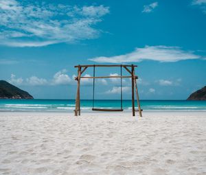 Preview wallpaper beach, sea, sand, swing, summer