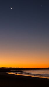 Preview wallpaper beach, sea, silhouettes, twilight, dark