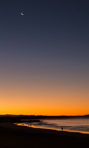 Preview wallpaper beach, sea, silhouettes, twilight, dark