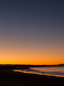 Preview wallpaper beach, sea, silhouettes, twilight, dark