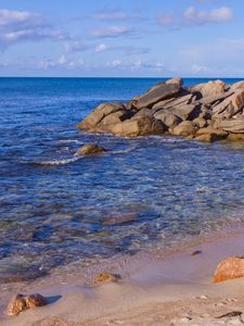 Preview wallpaper beach, sea, stones, landscape, nature